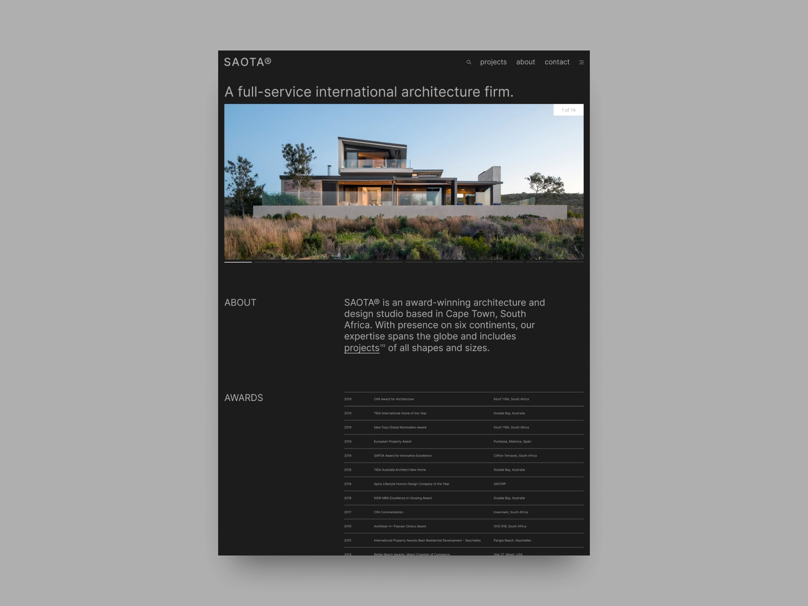 A concept website design for an architecture firm